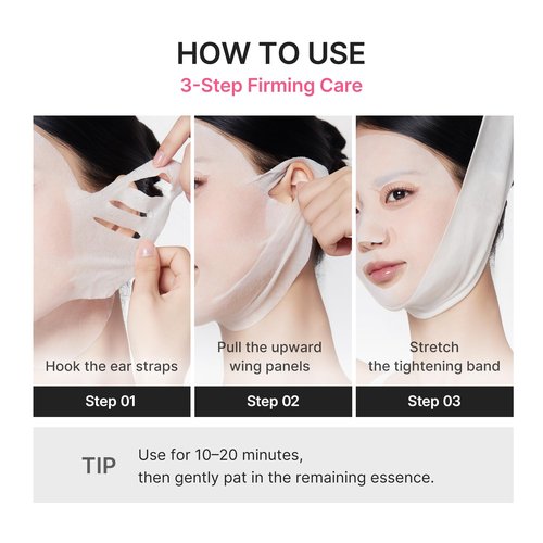 medicube PDRN Pink Tension Up Mask | 3-Step V-line Mask for Contoured-Looking Chin & Jawline | Full-Face Firming Care with Salmon PDRN, NAD & Caffeine | Korean Skincare, 34g x 4ea + Tightening Band
