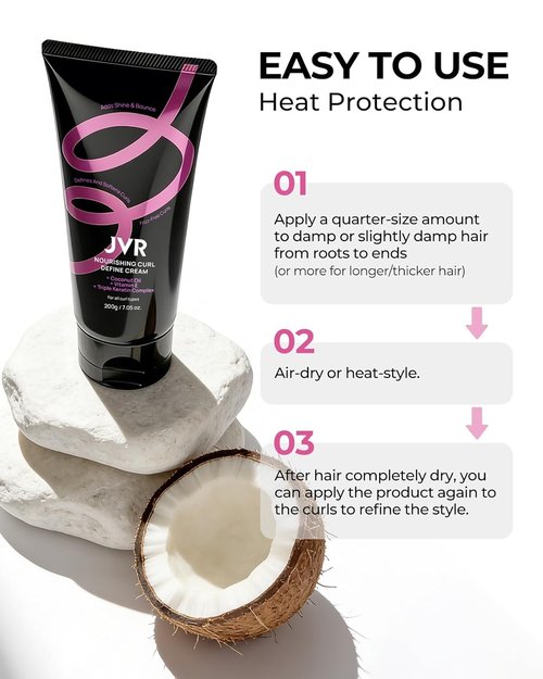JVR Curl Defining Cream - 2-in-1 Curl Styling & Moisturizing Cream for Curly Hair, 7.05oz | Softens & Controls Frizz