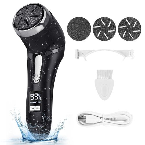 Nicebirdie Electric Callus Remover - Rechargeable Waterproof Foot File with Vacuum | Black, 2 Speed Pedicure Tool