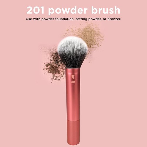 Real Techniques Ultra Plush Powder Makeup Brush - Large Fluffy Brush for Sheer Buildable Coverage | Vegan & Cruelty-Free