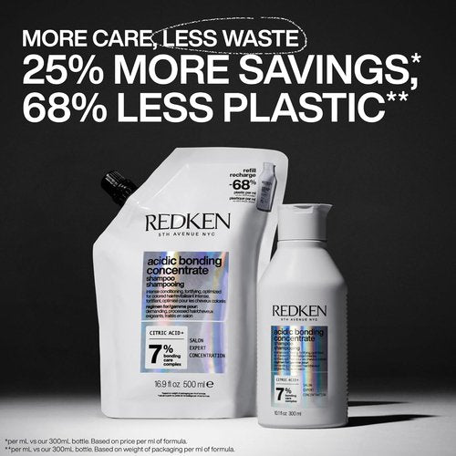 Redken Bonding Shampoo for Damaged Hair Repair | Acidic Bonding Concentrate | For All Hair Types | Refill | 16.9 Fl. Oz.