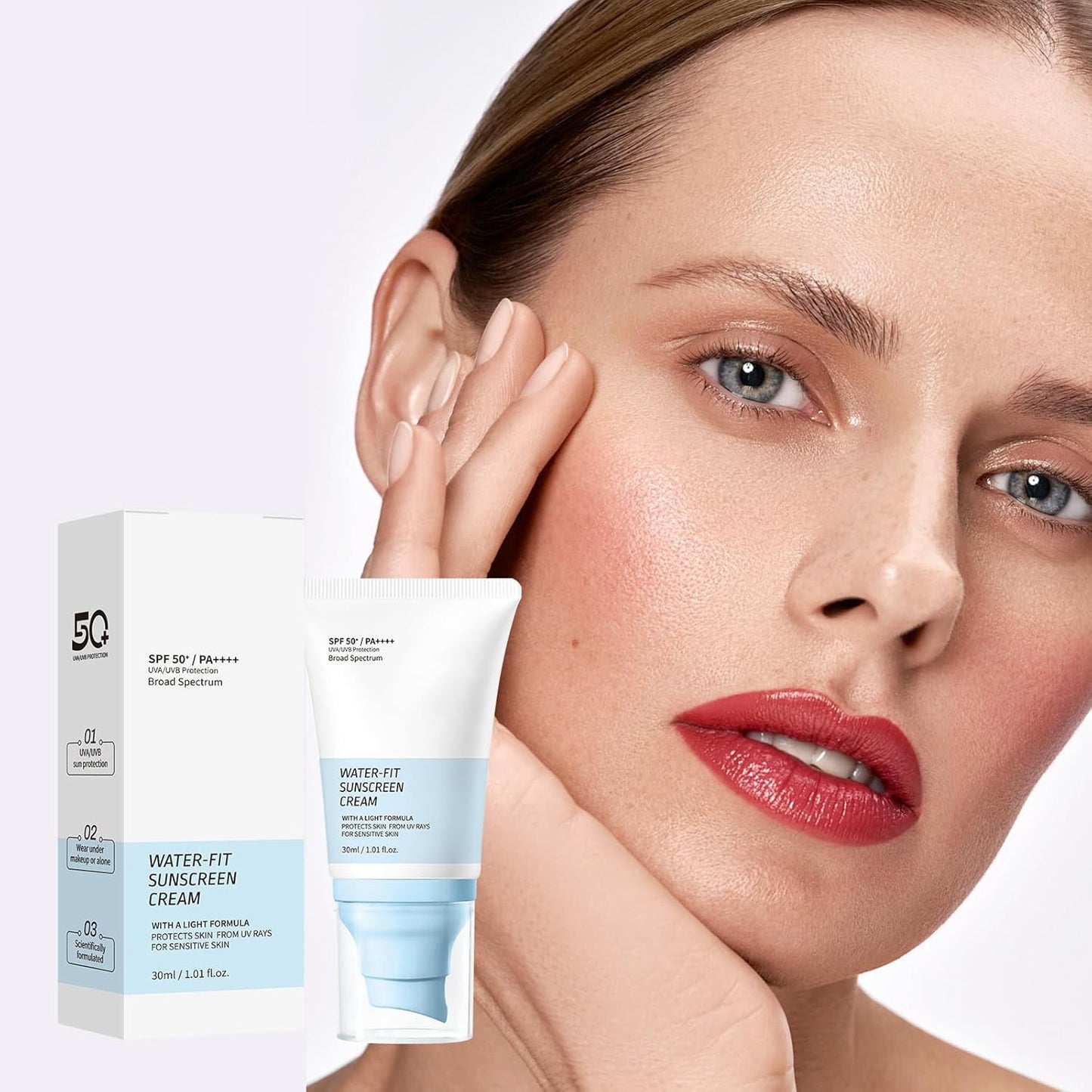 Water-Fit Sunscreen Cream SPF 50+ | Lightweight Daily UV/UVB Protection | Moisturizing Formula, 30ml