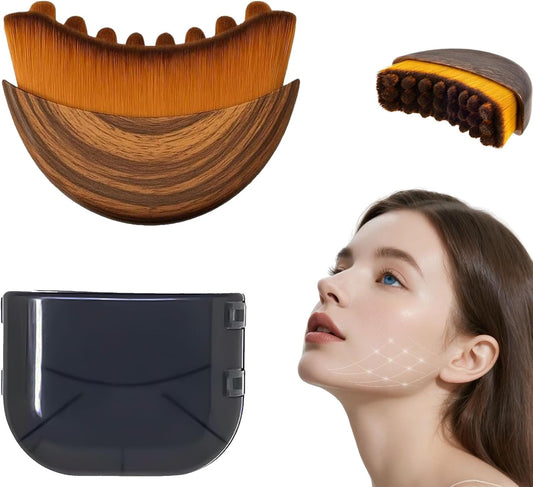 Skiennix Lymphatic Contour Face Brush - Soft Dry Massage Tool for Face, Chin & Neck Relaxation | Portable Travel Case