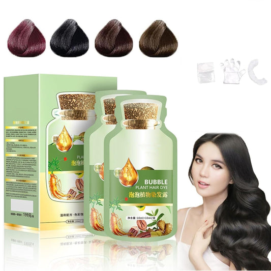 HUANG YI Natural Plant Hair Dye, New Botanical Bubble Hair Dye 30ml 10Packs/Box, Pure Plant Extract for Grey Hair Color Bubble Dye, Botanical Bubble Hair Shampoo (Black Teal)