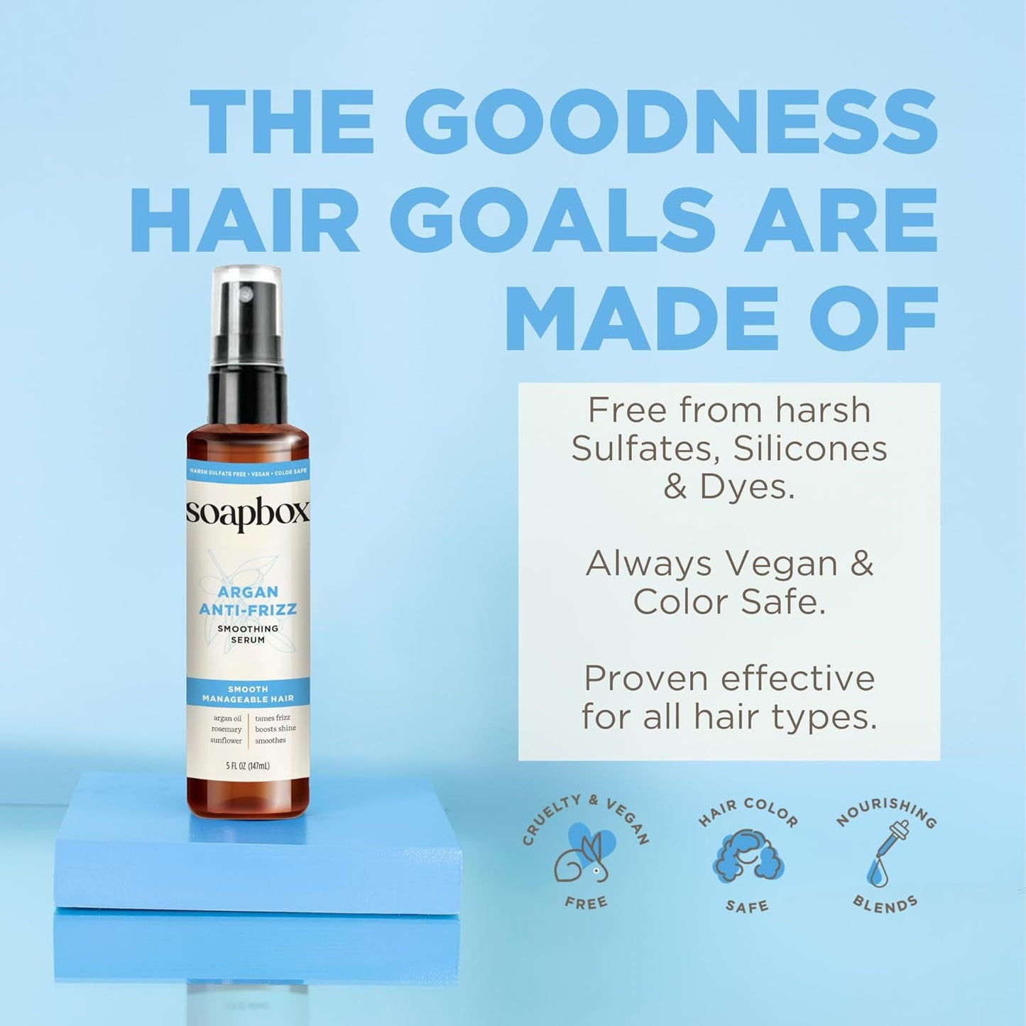 Soapbox Argan Oil Smoothing Serum - Anti-Frizz Treatment with Shea Butter & Vitamin E | 5 Fl Oz, Vegan & Cruelty-Free