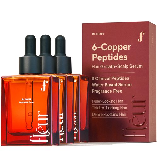 Bloom Copper GHK-CU Peptide Hair Serum - Clinically Proven for Thinning Hair | Non-Greasy, Lightweight - 3-Pack for 3 Months Supply
