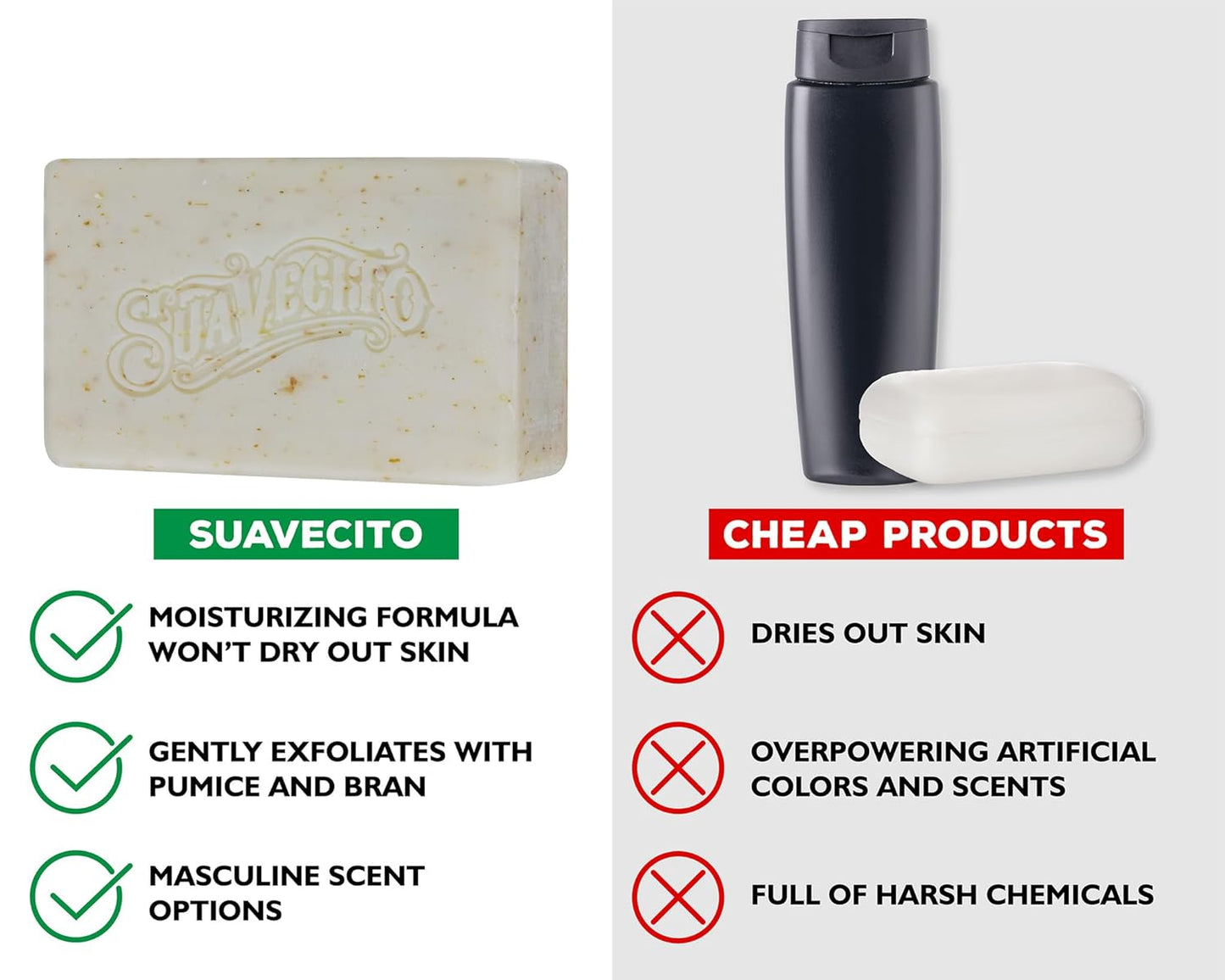 Suavecito Body & Hand Soap Bars - Moisturizing Whiskey Scent - 6 oz | 3 Pack for Men