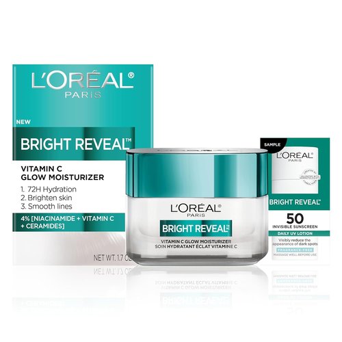 L'Oreal Paris Bright Reveal Vitamin C Glow Moisturizer - Hydrating Facial Cream with SPF 50 Sample