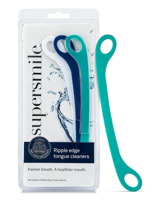 Supersmile Tongue Cleaner - Ergonomic Reusable Scraper, 3 Count for Fresh Breath