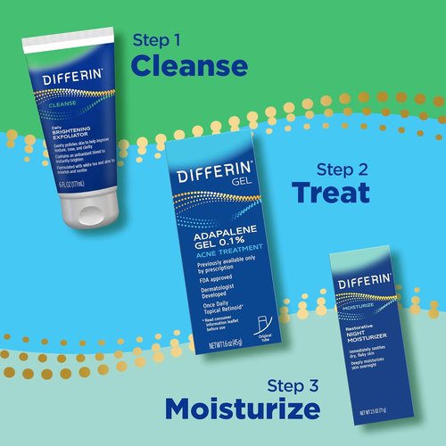 Differin Face Scrub - Daily Brightening Exfoliator for Acne-Prone Skin | 6 Fl Oz, Green