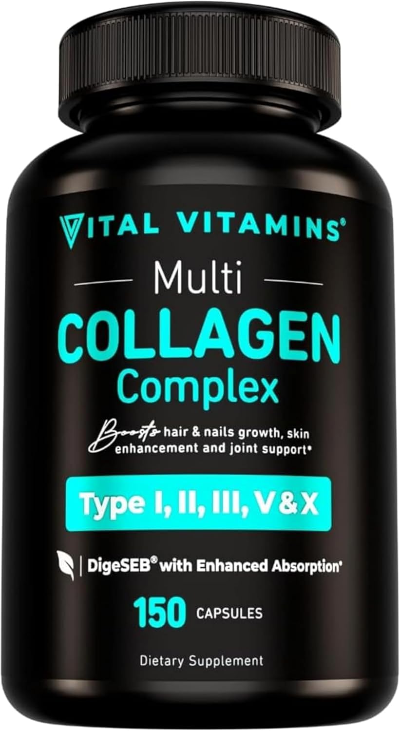 Vital Vitamins Multi Collagen Supplement - Types I, II, III, V, X - Grass Fed & Non-GMO - 150 Capsules