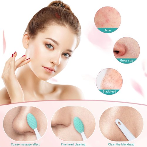 24 Pcs Silicone Exfoliating Lip Brush with Container, Double Sided Silicone Lip Scrubber Soft Cleaning Brush for Plump Smoother Appearance (Pink, Green, Purple)