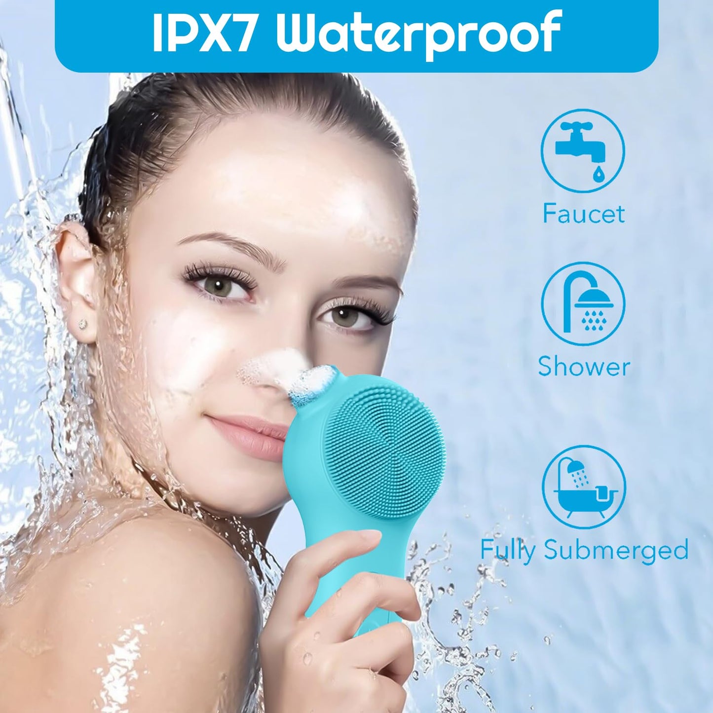 Landmore Silicone Face Scrubber, Waterproof Facial Cleansing Brush with Red Light Thermal Massage, Electric Face Scrubber with Nose Scrubber Exfoliator for Women/Men Deep Cleansing, Power Exfoliating