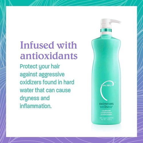 Malibu C Swimmers Wellness Conditioner - Moisturizing Formula with Strengthening Proteins for Healthy Hair