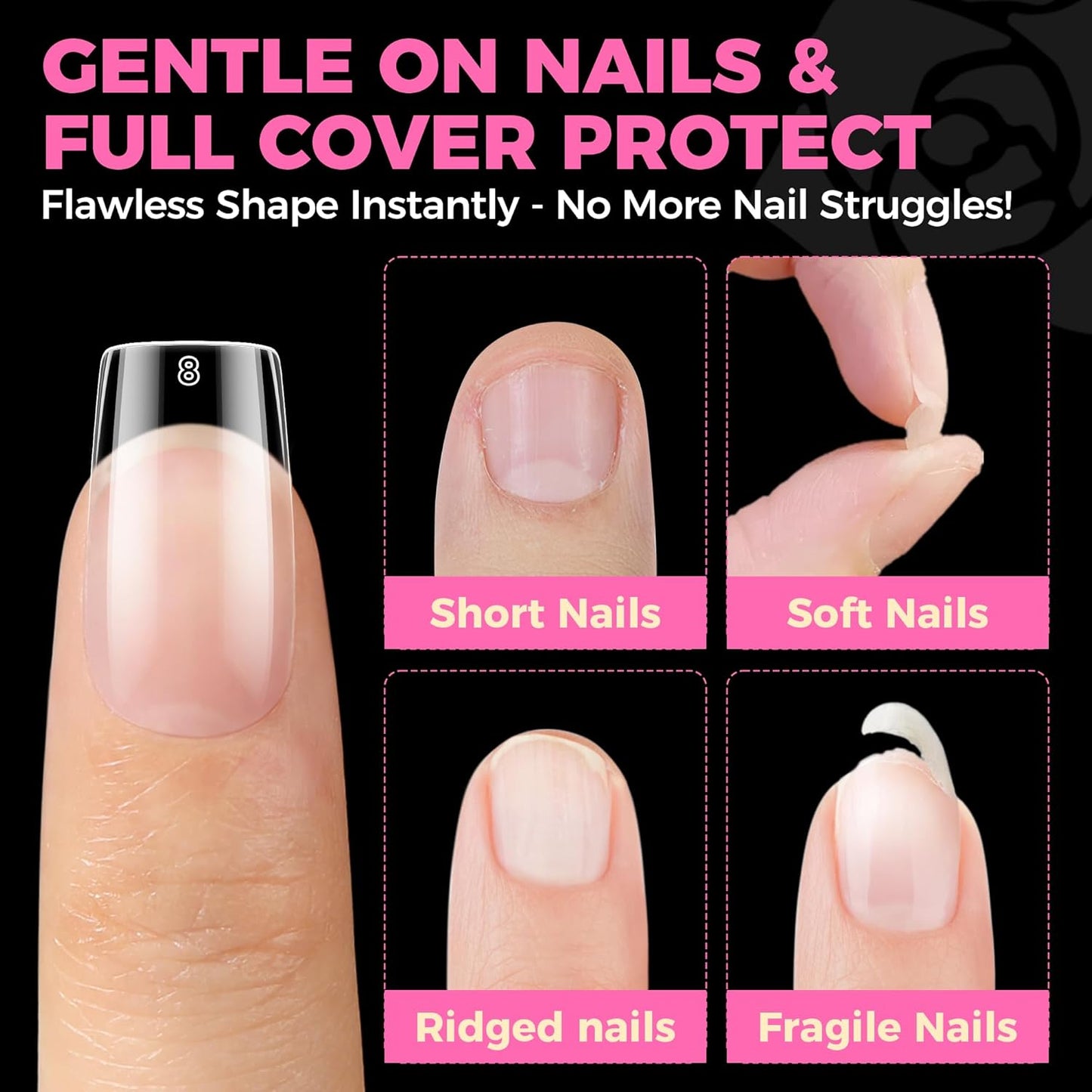 UNA GELLA Gel Nail Glue, Solid Nails Gl ue Gel 40g Lamp Curing Needed Soak Off G LUE Strong Nail G LUE G el for Acrylic Fake Nails Tips Extension Press On Nails for Gelly Tips