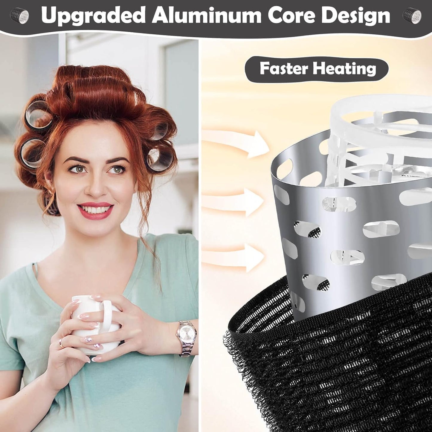 Skiennix Thermal Hair Rollers - 24PCS Jumbo Curlers with Clips for Volume | 63mm, 48mm, 36mm Sizes