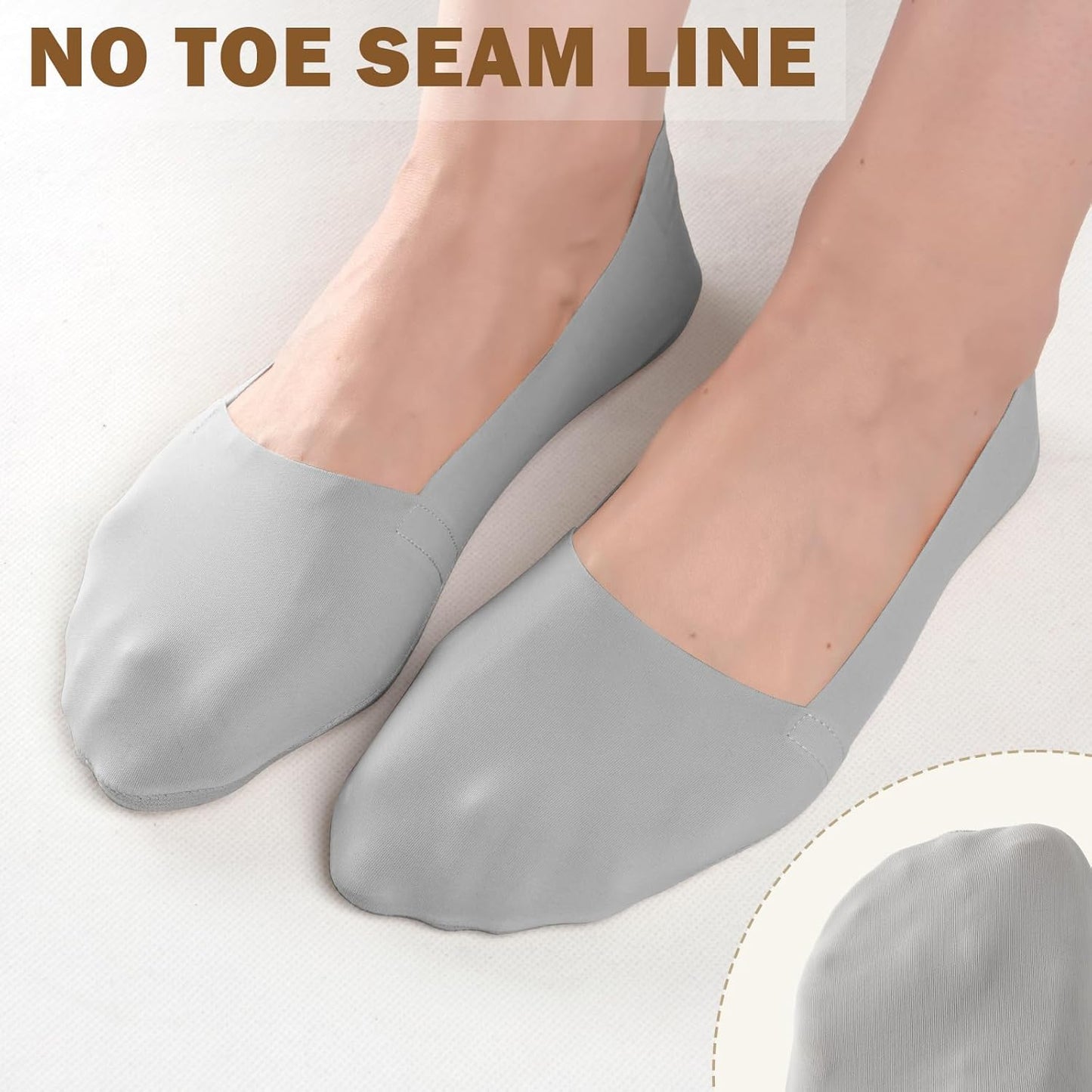 Sofier No Show Socks for Women - Non-Slip Low Cut Thin Silky Dress Footies | 6 Pairs in Black & Beige