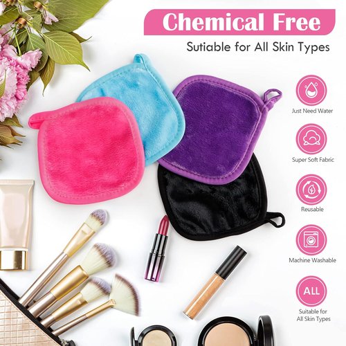 Orighty Makeup Remover Cloths - 12 Pack Reusable Face Cleansing Pads | Effortlessly Remove Makeup with Water, 5 x 5 in