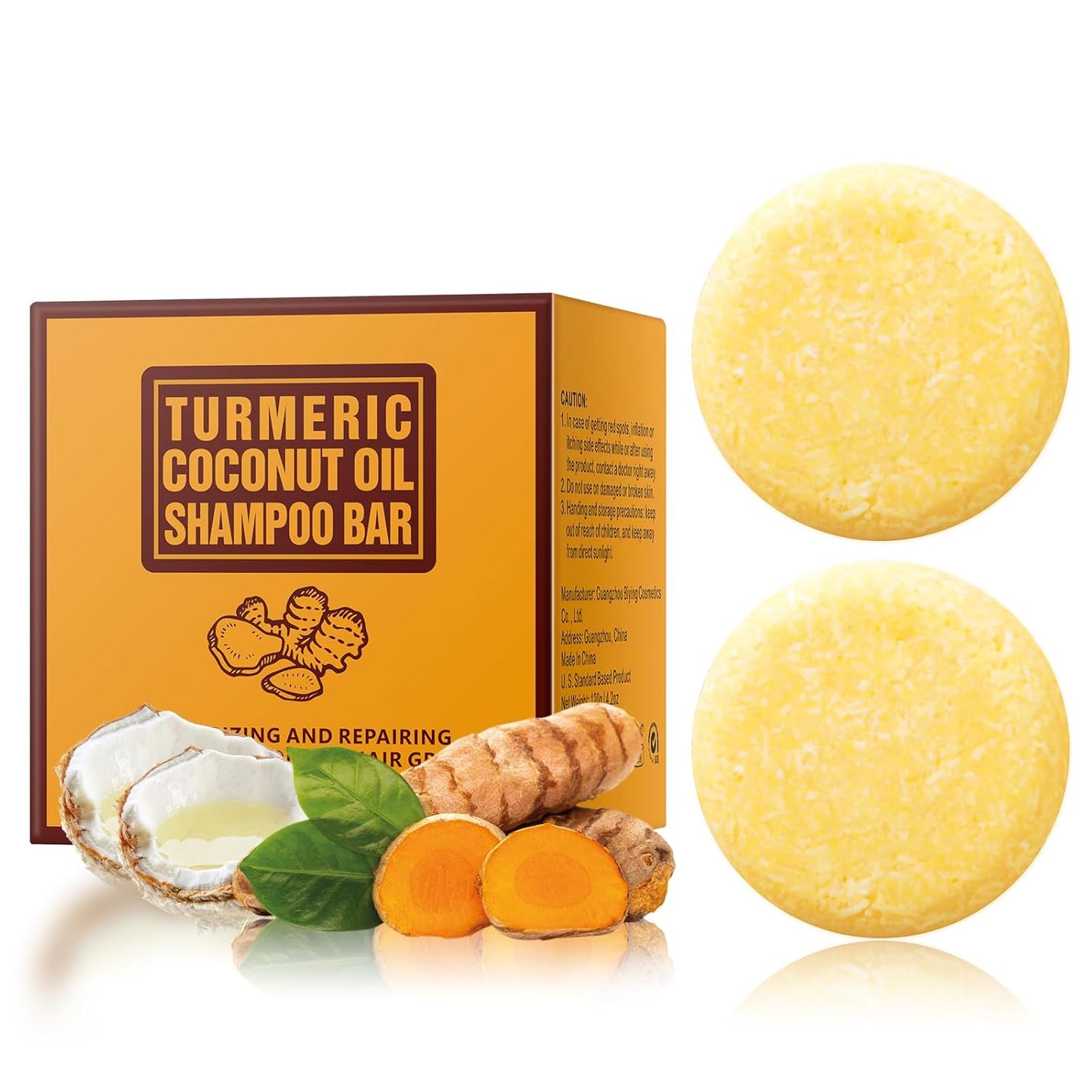Ginger Hair Regrowth Shampoo Bar - Natural Turmeric Soap for Thinning Hair | 4.23 oz (120g)