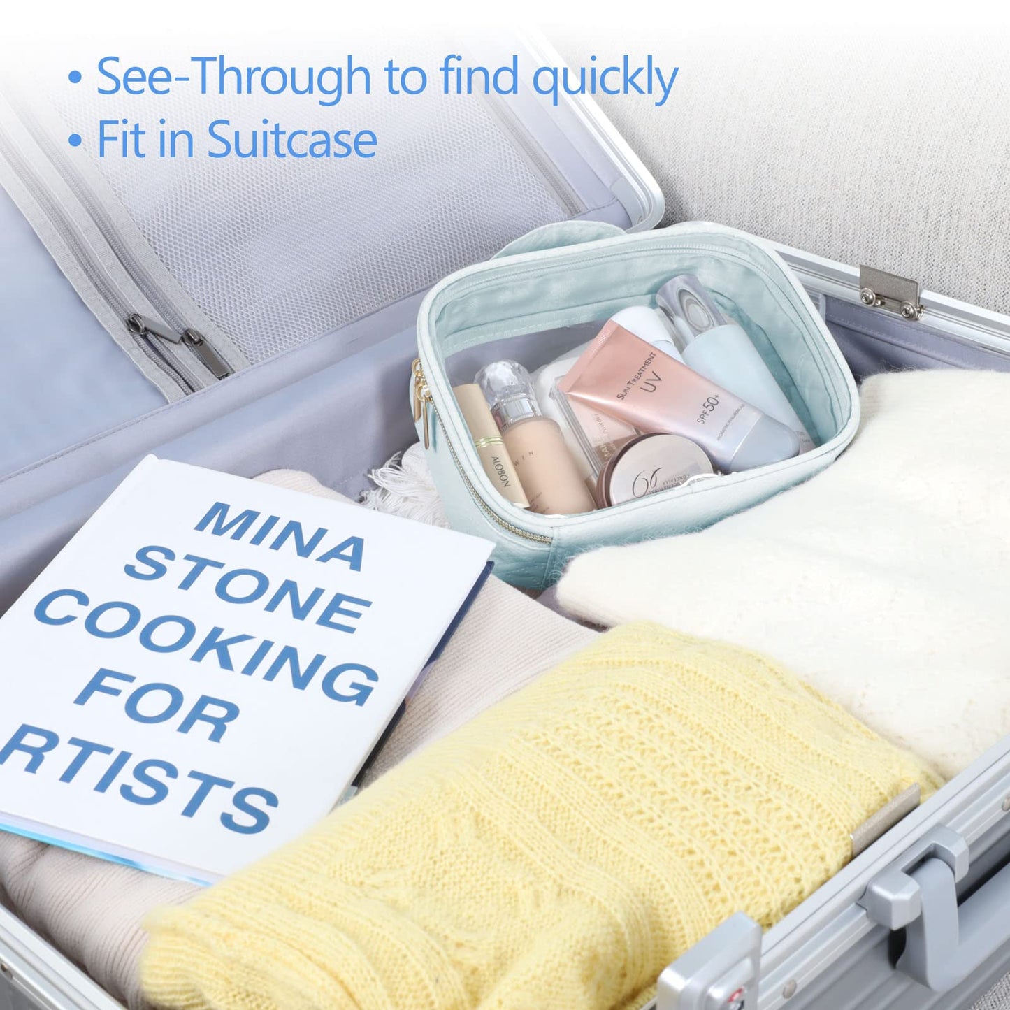 PACKISM TSA Approved Toiletry Bag, 3 Pack Clear Makeup Bags with Handle Large Opening, Clear Toiletry Bags Fit Carry-on Travel Essentials, Quart-sized Clear Travel Bags for Toiletries, Multicolor