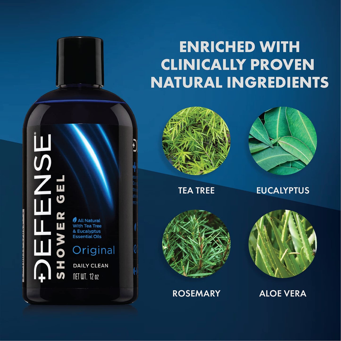 Defense Soap Organic Tea Tree Body Wash | All Natural Shower Gel with Tea Tree Oil, Eucalyptus Oil, and Aloe Vera. Wrestling Inspired, For All Mens & Womens Skin Types. 12 oz