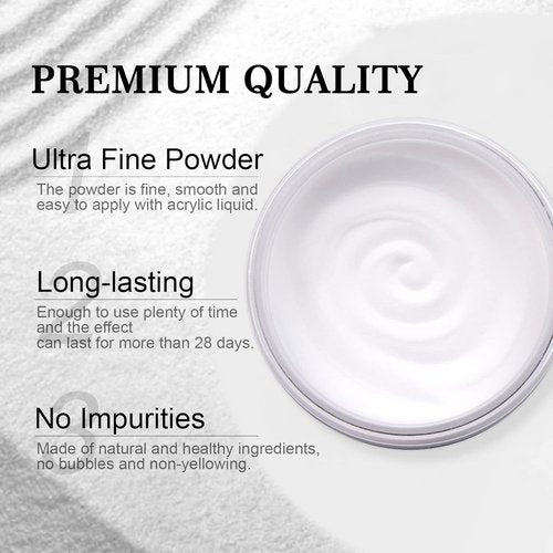 Saviland Clear Acrylic Powder - 5.29oz Bubble-Free Formula for Long-Lasting, Chip-Resistant Nails