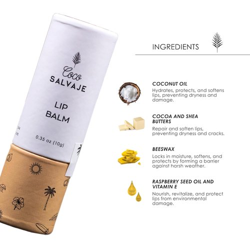 Natural Hydrating Lip Balm | Vegan Lip Care Treatment & Moisturizer for Dry & Cracked Lips with Beeswax & Coconut Oil | Organic Lip Chap Set for Women, Men & Kids | 3 Pack (0.35 oz ea.)