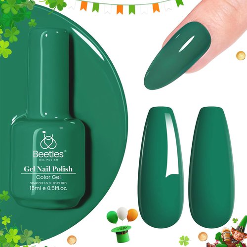 Beetles Green Gel Nail Polish, 1Pcs 15ml Color Gel Polish Soak Off UV LED Day Nails Art Manicure Salon DIY Home Spring Nails Gift for Women