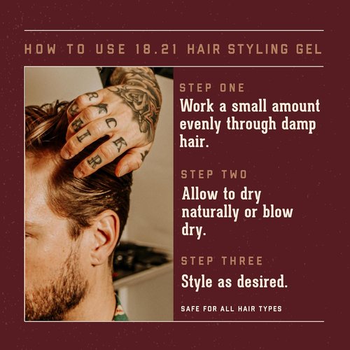 18.21 Man Made Hair Styling Gel - Weightless All-Day Flexible Hold | 3oz Original Sweet Tobacco Scent