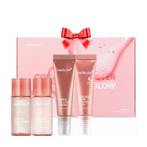 Medicube Glass Skin Collagen Trial Kit - 4-Step Korean Skincare Set for Glowy Skin | Travel Size Gifts for Women