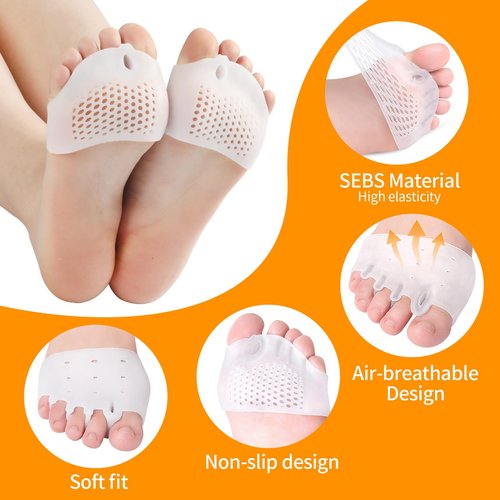 Hyggear Silicone Toe Separator, Multi-Purpose Toe Separators for Hammertoes, Overlapping Toes, Foot Pain Relief (4 Pairs) (Transparent Color)
