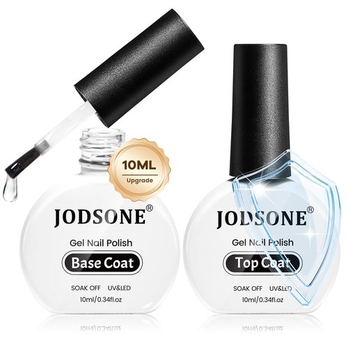 JODSONE Top Coat & Base Coat Gel Polish Set - 10ml Bright Finish for DIY Nail Art | Perfect Gift for Girls