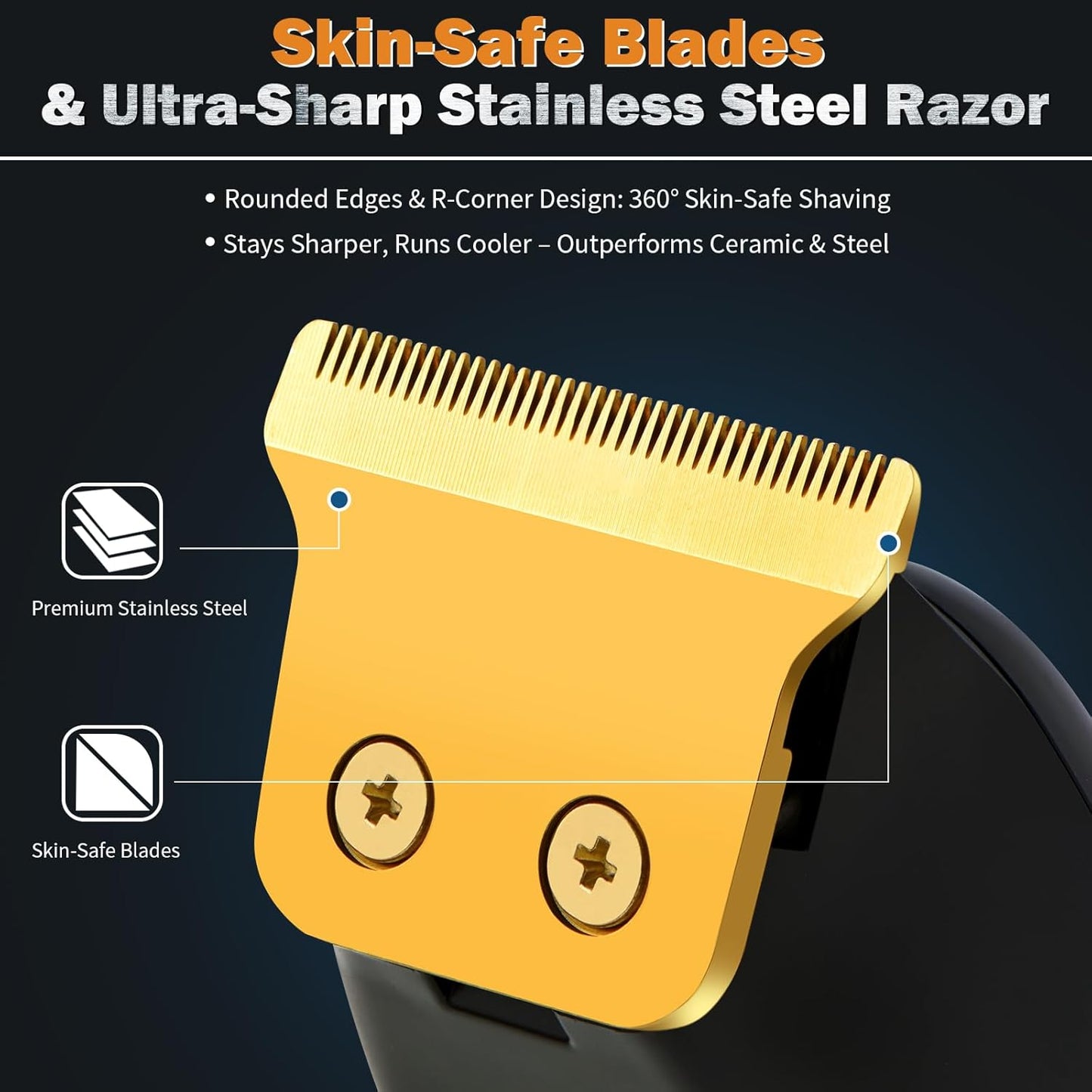 Skiennix Beard Trimmer - Rechargeable Cordless Hair Clippers & Shaver for Men | Ideal for Face, Neck & Manscaping, Black