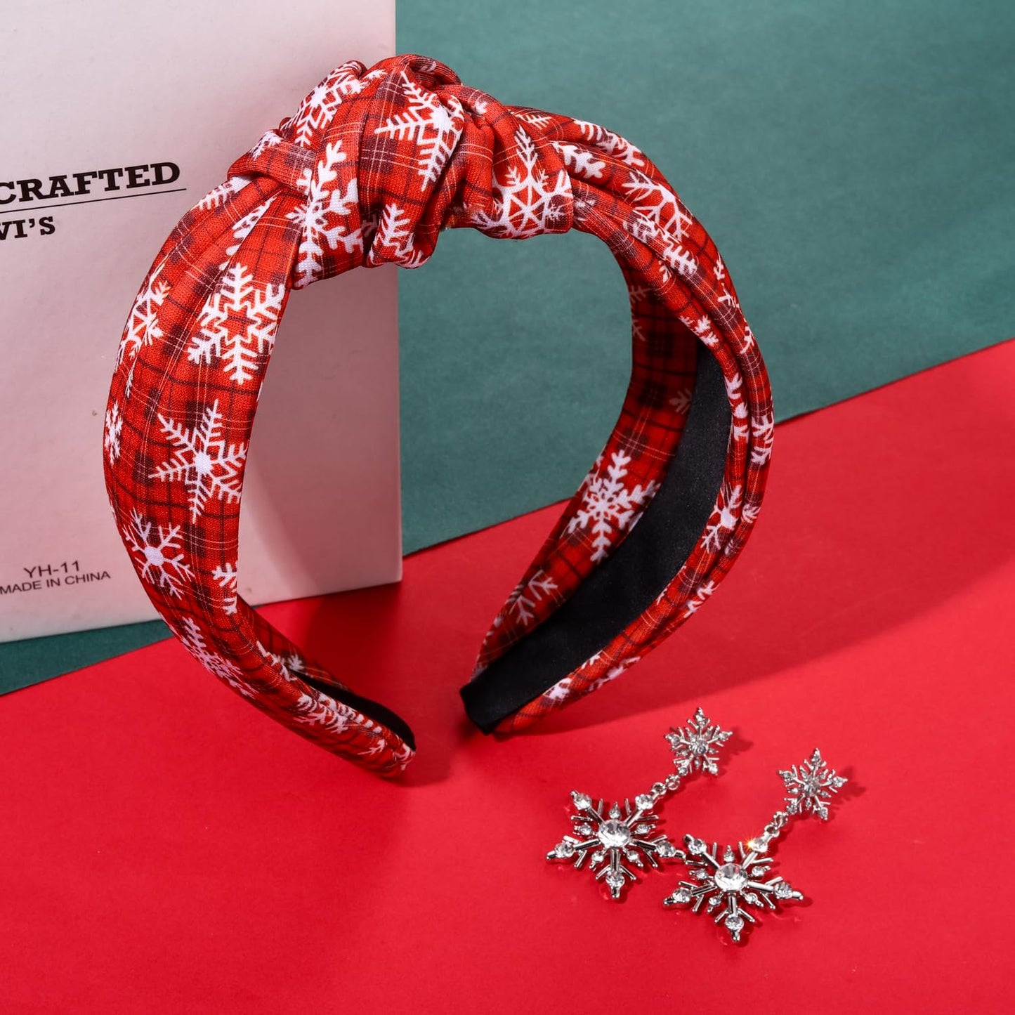 YAHPERN Christmas Headband for Women Christmas Accessories Christmas Tree Snowflake Knotted Headband Xmas Reindeer Candy Cane Headband Festive Holiday Hair Accessory Outfit Gifts (Christmas Snowflake)