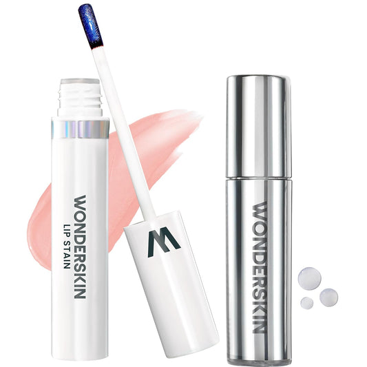 Wonderskin Lip Stain Peel Off Masque - Adore Shade with Nourishing Lip Rehab Serum Oil
