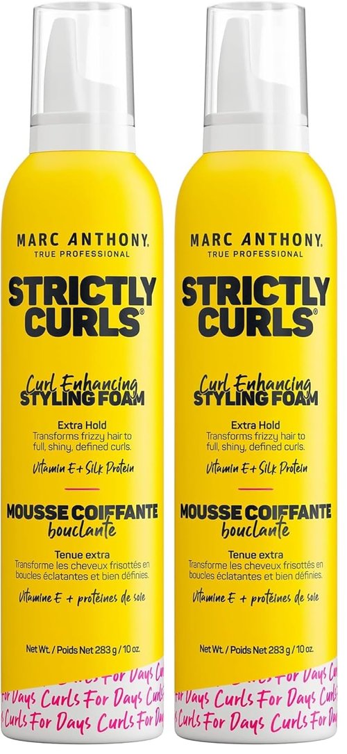 Marc Anthony Curl Enhancing Styling Foam - Extra Hold Mousse with Vitamin E & Silk Proteins | Anti-Frizz | Pack of 2
