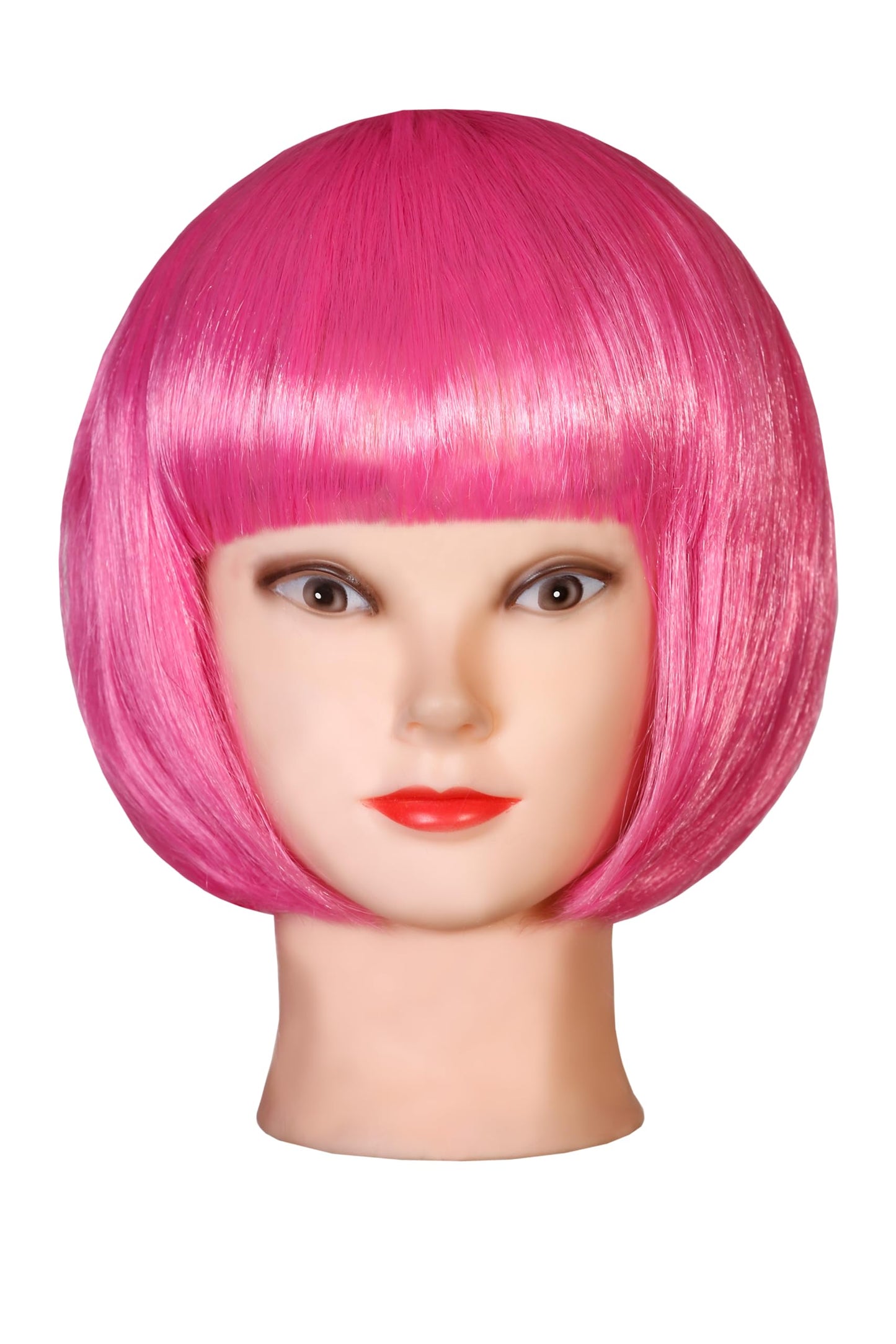 Matissa Short Straight 10" Bob Wig with Bangs Synthetic Fancy Dress Costume Halloween Party (Hot Pink)