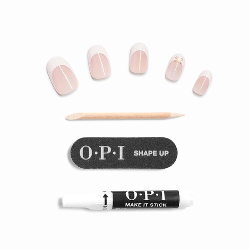 OPI Press On Nails - Short Round & Squoval Accent Nail Art | 24 Count With Glue | Long Lasting & Reusable