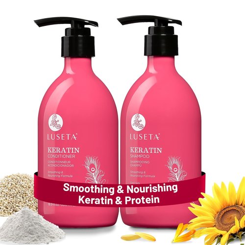 Luseta Keratin Shampoo & Conditioner Set - Nourishing Treatment for Color-Treated Hair | 2 x 16.9 Oz