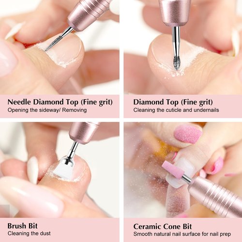 COSLUS Electric Nail Drill File Professional: for Acrylic Gel Dip Powder Nails Portable Nail Drill Machine Kit and ail Drill Bits Set 7pcs: 3/32 Inch Shank Electric Nail File Machine Bits