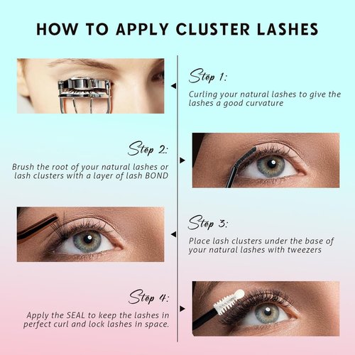 Lash Clusters Kit 100D Lash Extension Kit Cluster Eyelash Extensions 10-18mm Volume Eyelash Clusters D Curly Eyelash Extension Kit 3D Wispy Lash Clusters DIY Individual Lashes(10-18MM-100D Kit)