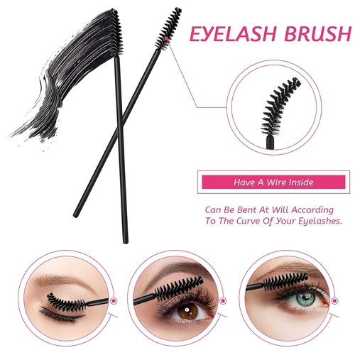 Maitys Disposable Makeup Tools Kit - 260 Pieces Eyeliner Brushes, Mascara Wands & Applicators | Black Organizer Box