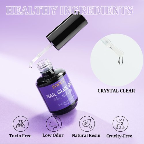 EODCI Gel Nail Tips Glue, 15ml Nail Glue Gel Soak Off Glue Super Strong Nail Glue U V Cured Needed Acrylic Nail Gel for Nails Extension Fake Nails Press On Nails