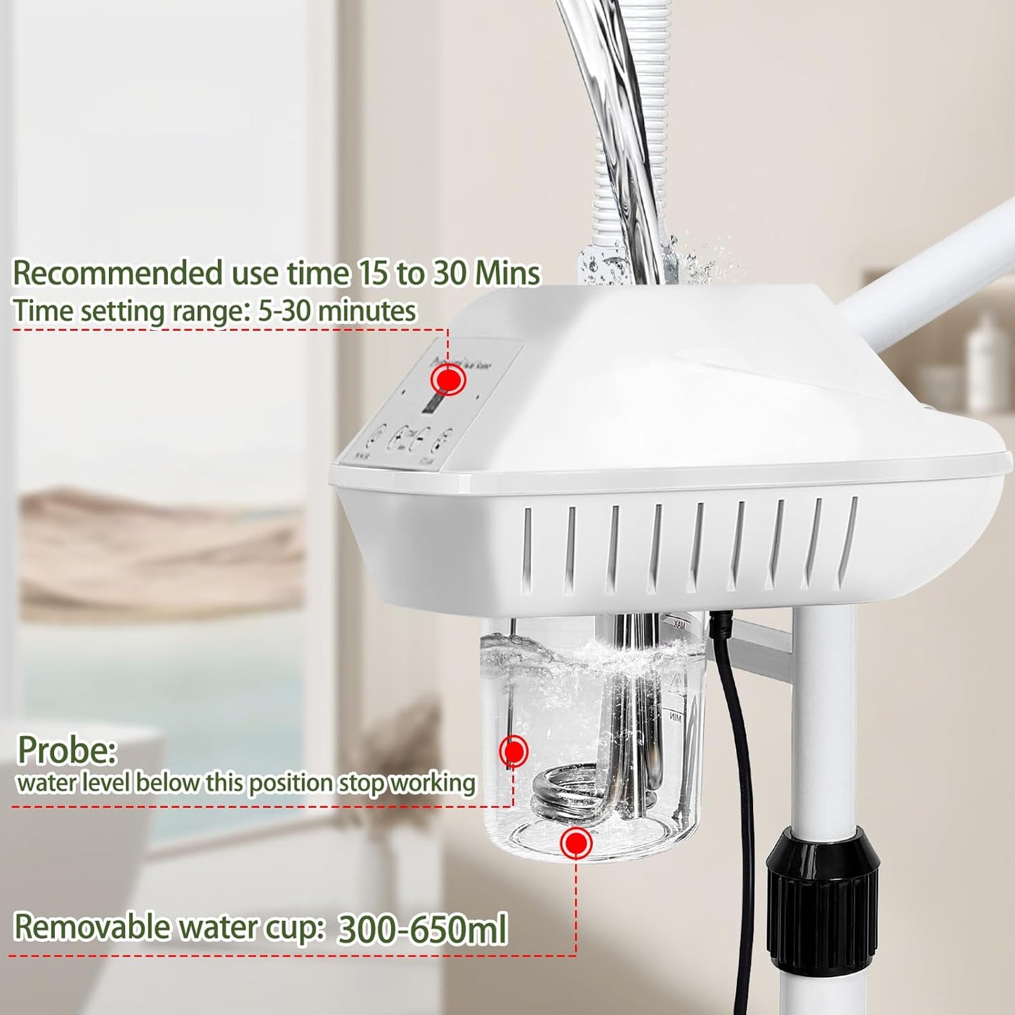 Skiennix Professional Facial Steamer - 2-in-1 Ozone Face Steamer with 5X Magnifying Lamp | Ideal for Home or Spa Use