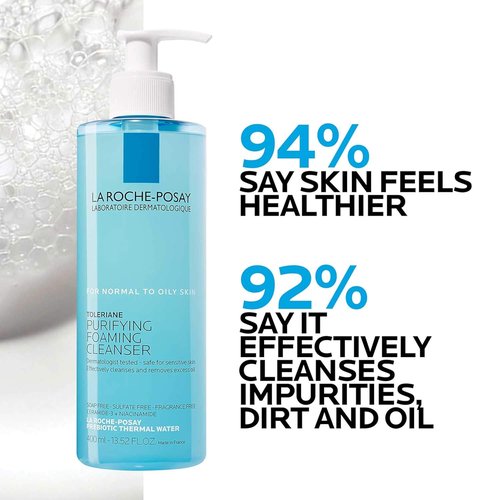 La Roche-Posay Toleriane Purifying Cleanser | Double Repair Moisturizer & Hyalu B5 Serum Set