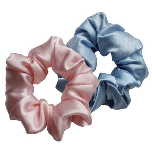 Share Maison Real Natural Mulberry Silk Scrunchies Hair Elastics Hair Band Hair Ties Hair Holder for Women Girls (D-sku blue+pink)