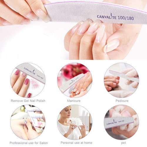 Canvalite Nail Files - 25 PCS Professional Double-Sided Emery Boards | Reusable 100/180 Grit for Salon & Home Use