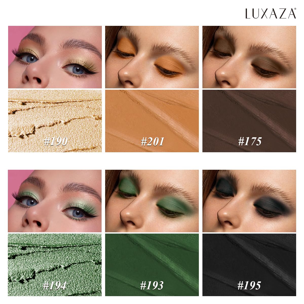 LUXAZA PRO Neutral Eyeshadow Stick Makeup Set, Metallic Shimmer Matte Cream Eye Shadow Eyeliner Brightener Pencil Crayon - Classic 6PCS A013