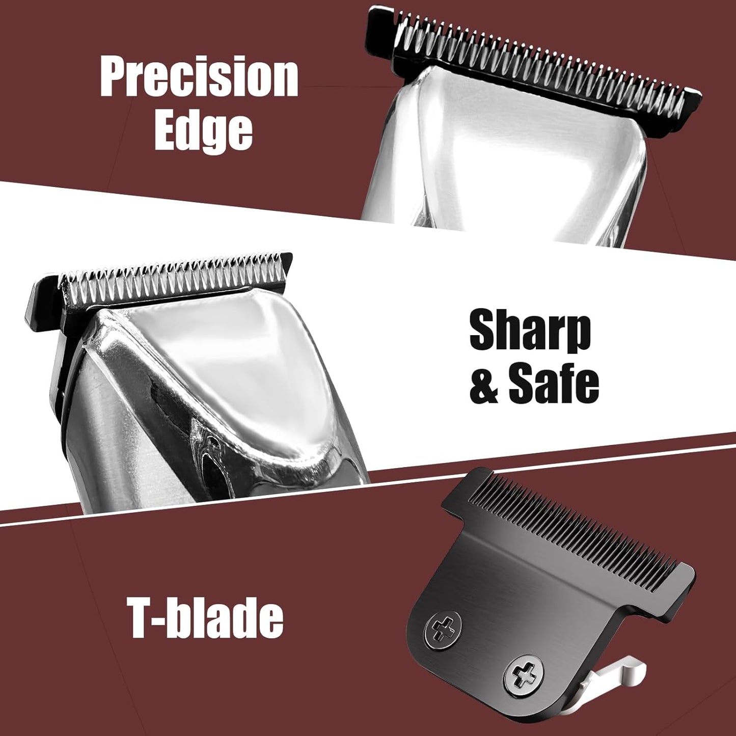 Wahl 40mm Replacement Detachable Stainless Steel T Blade - Compatible with Lithium Ion Trimmers | Black 2 Pack