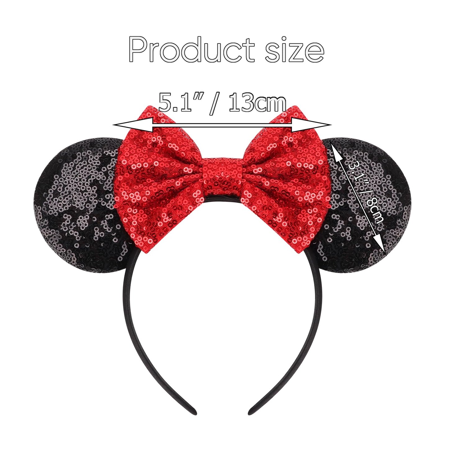 AQOKKA 1 Pcs Mouse Ears Headbands with Bow for Birthday Party, Hair Hoop Party Decoration Cosplay Costume Hair Accessories for Women & Girls